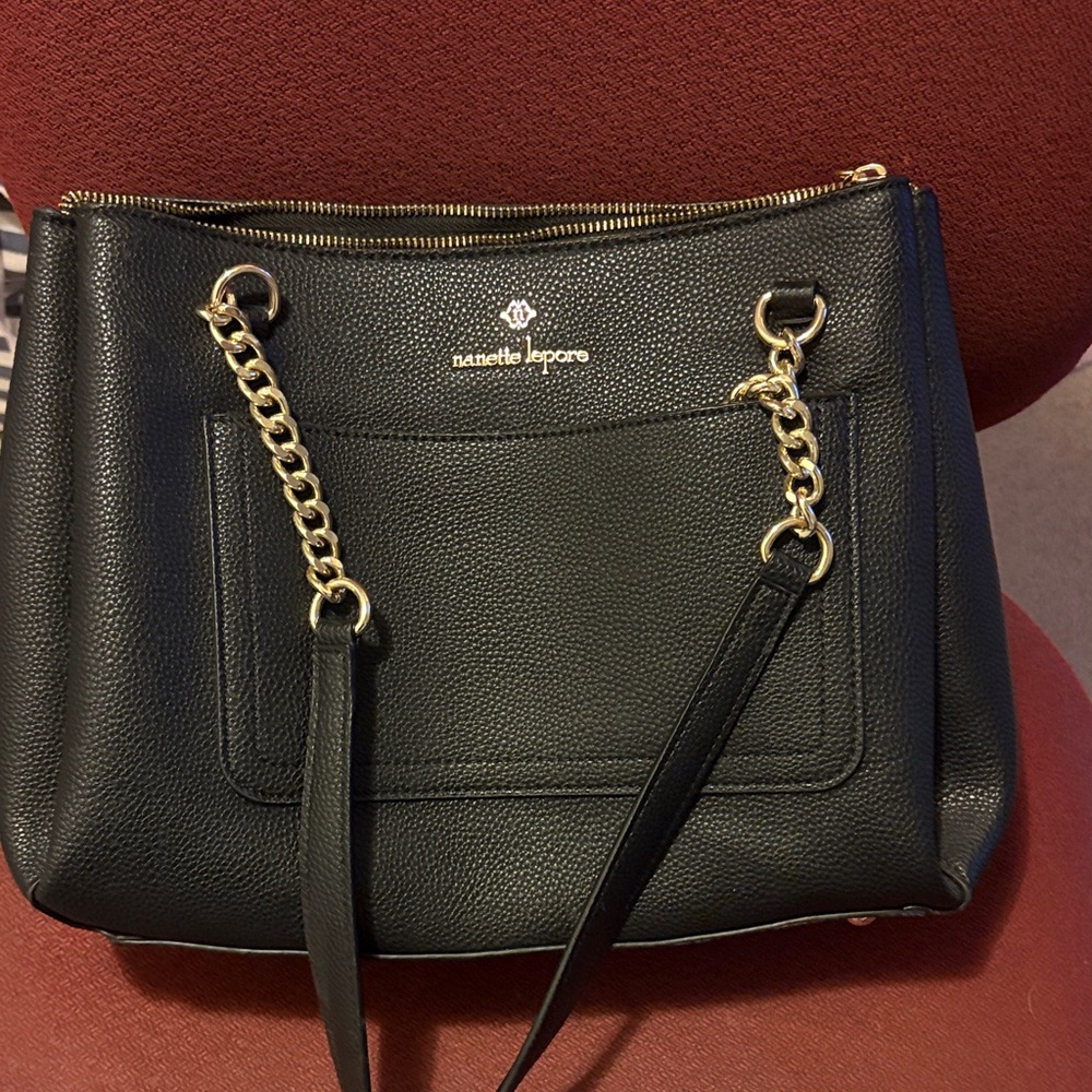 Nanette Lepore Black Bag with Gold Chain